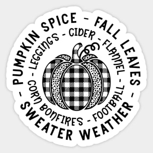 Pumpkin Spice, Fall leaves, Sweater weather Sticker